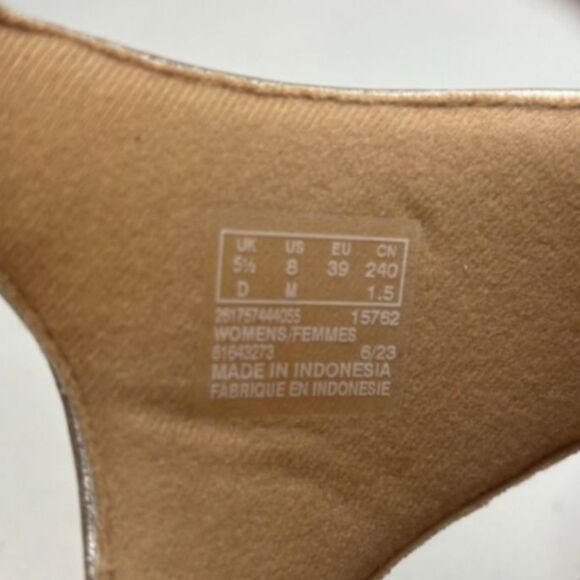 Clarks Kyarra Aster Gold Leather Wedge Sandals Slingback Womens Adjustable - Picture 11 of 12